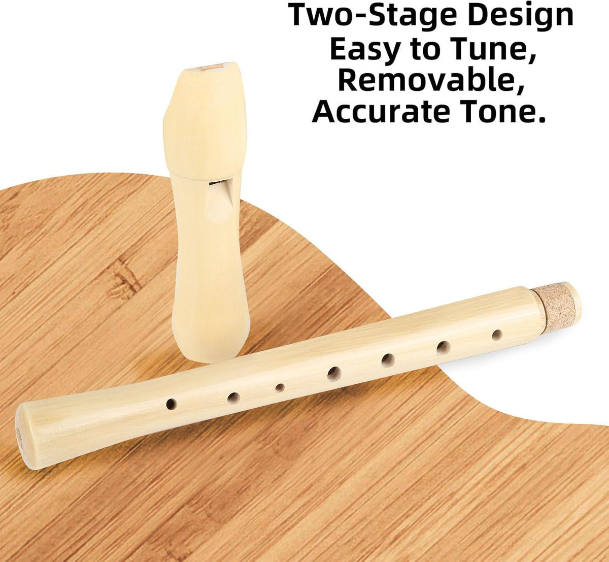 Maple Wooden Soprano Recorder, C Key German Style Fingering 8 Holes 2 Piece School-Approved Musical - photo 5