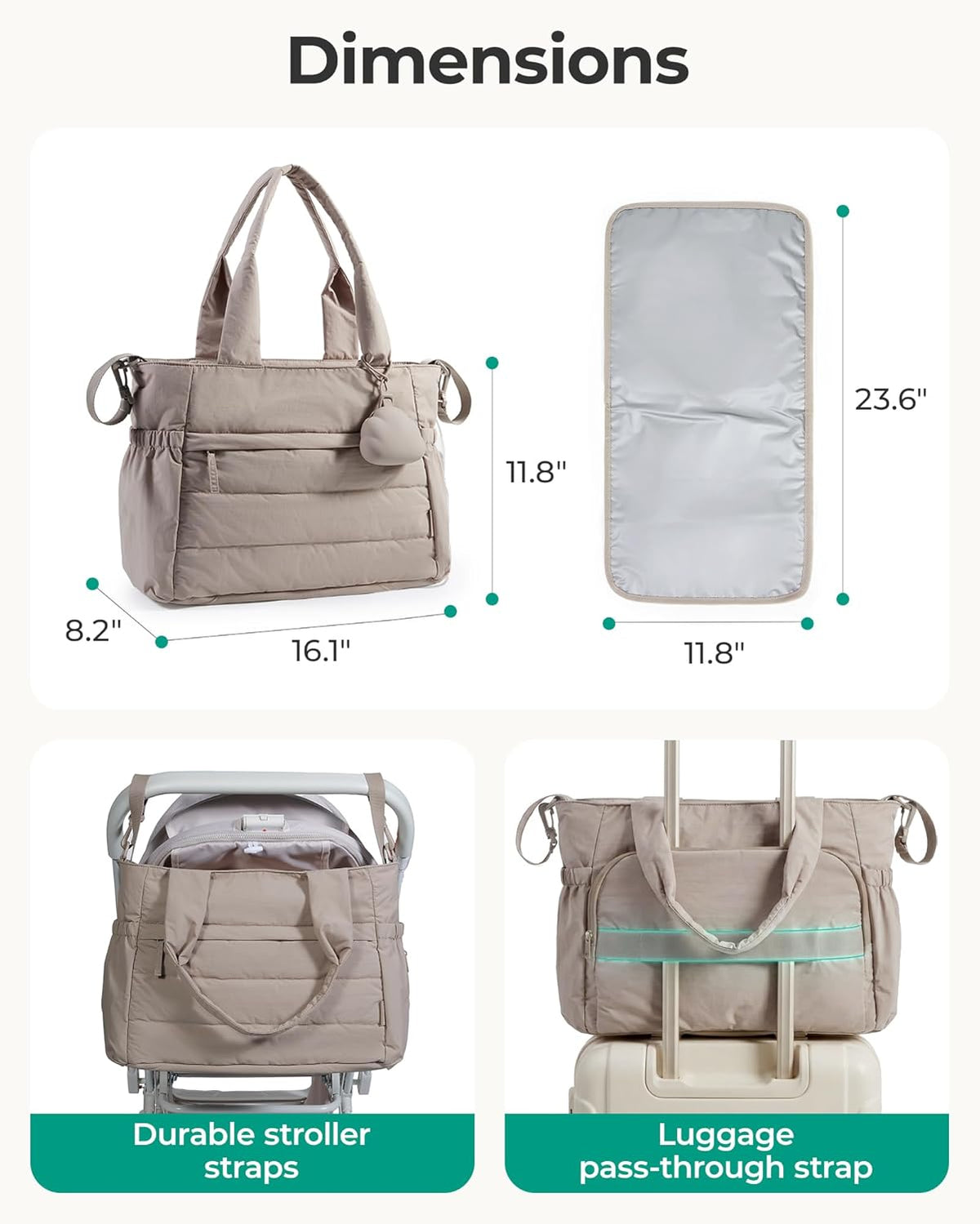Large Diaper Bag Tote with Changing Pad and Pacifier Case - photo 5