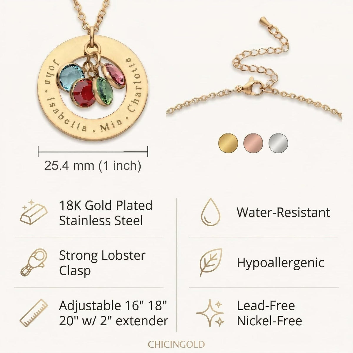 Personalized Birthstone Necklace for Mom with Kids Names - photo 5