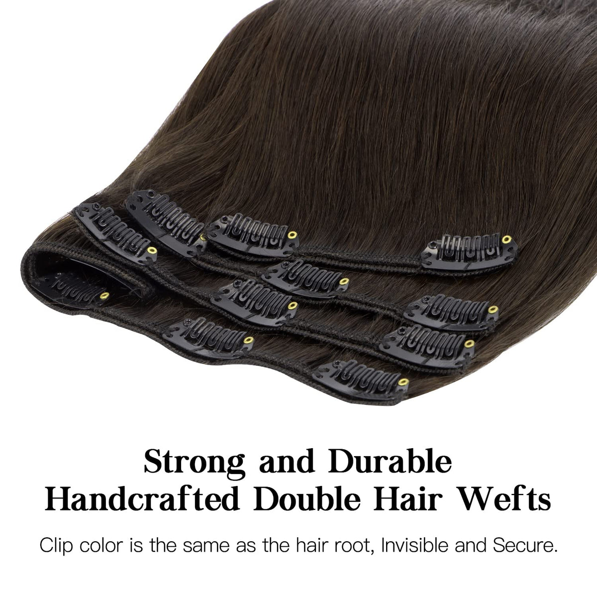 Dark Brown 18 Inch Remy Human Hair Clip-In Extensions, 120g, 7 Pieces - photo 5