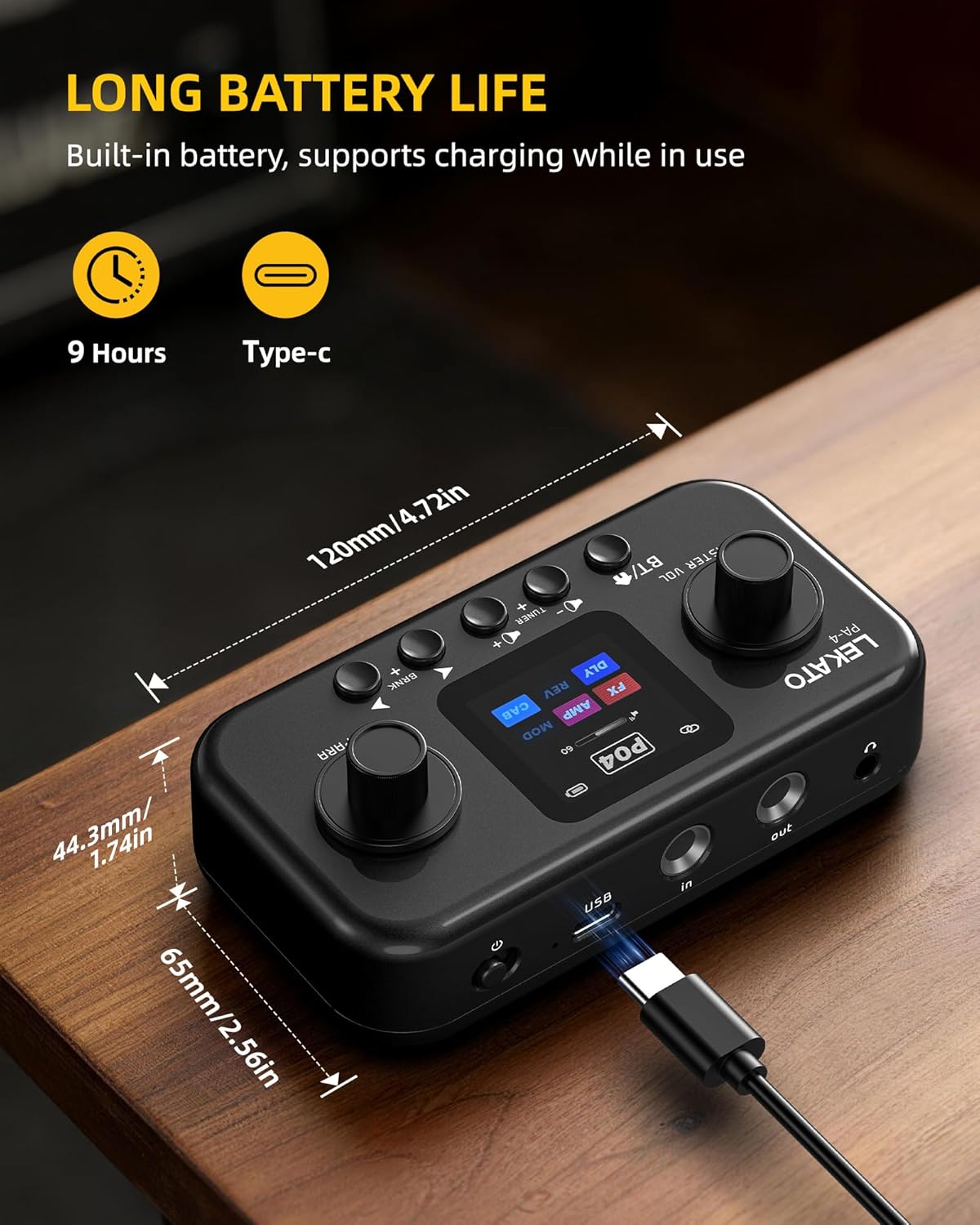 Portable Multi Effects Guitar Pedal with 6 Modules, 60+ Built-In Effects,20 Amp Modeling & Ir Loading - photo 5