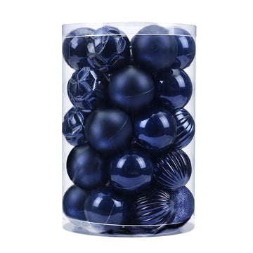 2.36''/60mm 34ct Christmas Ball Large Ornaments Party Decorations Shatterproof Festival Pendant Hangings for Xmas Tree Decor (60mm, Dark Blue)
