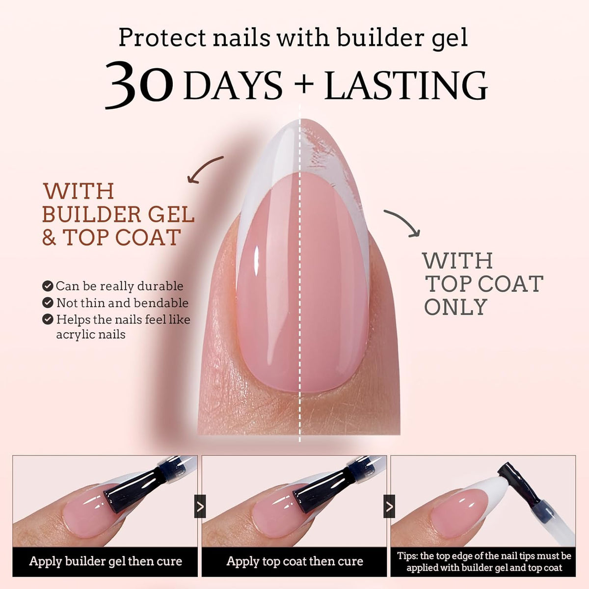 French Tip Short Press-On Nail Tips, 160 Pcs - photo 5