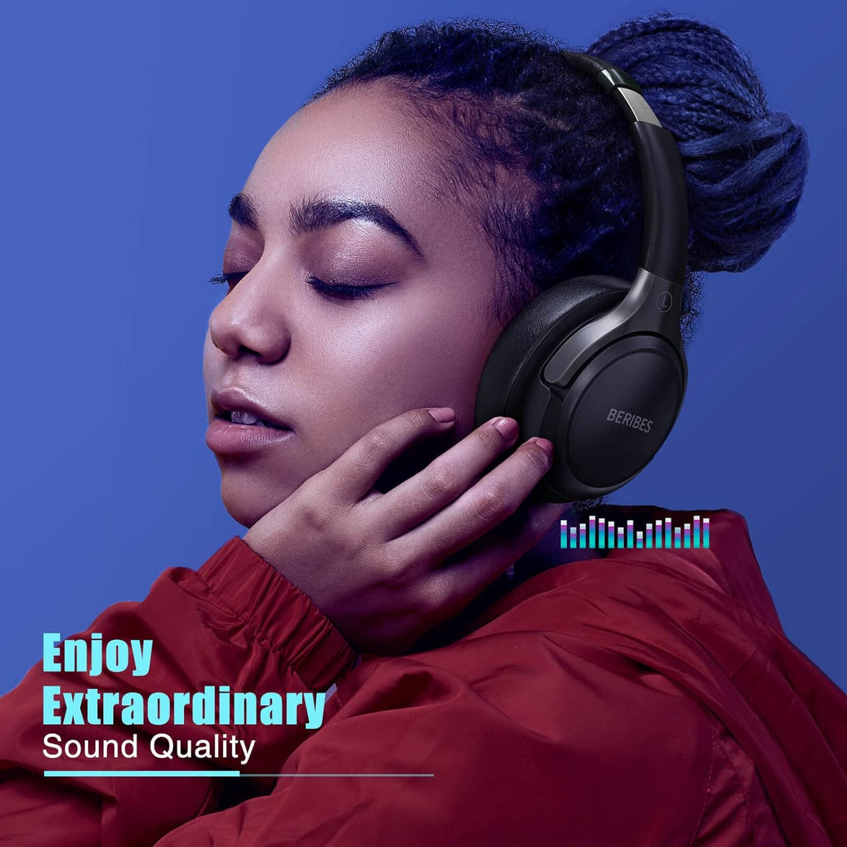 Bluetooth Headphones Over Ear, 65H Playtime and 6 EQ Music Modes Wireless Headphones with Microphone - photo 5