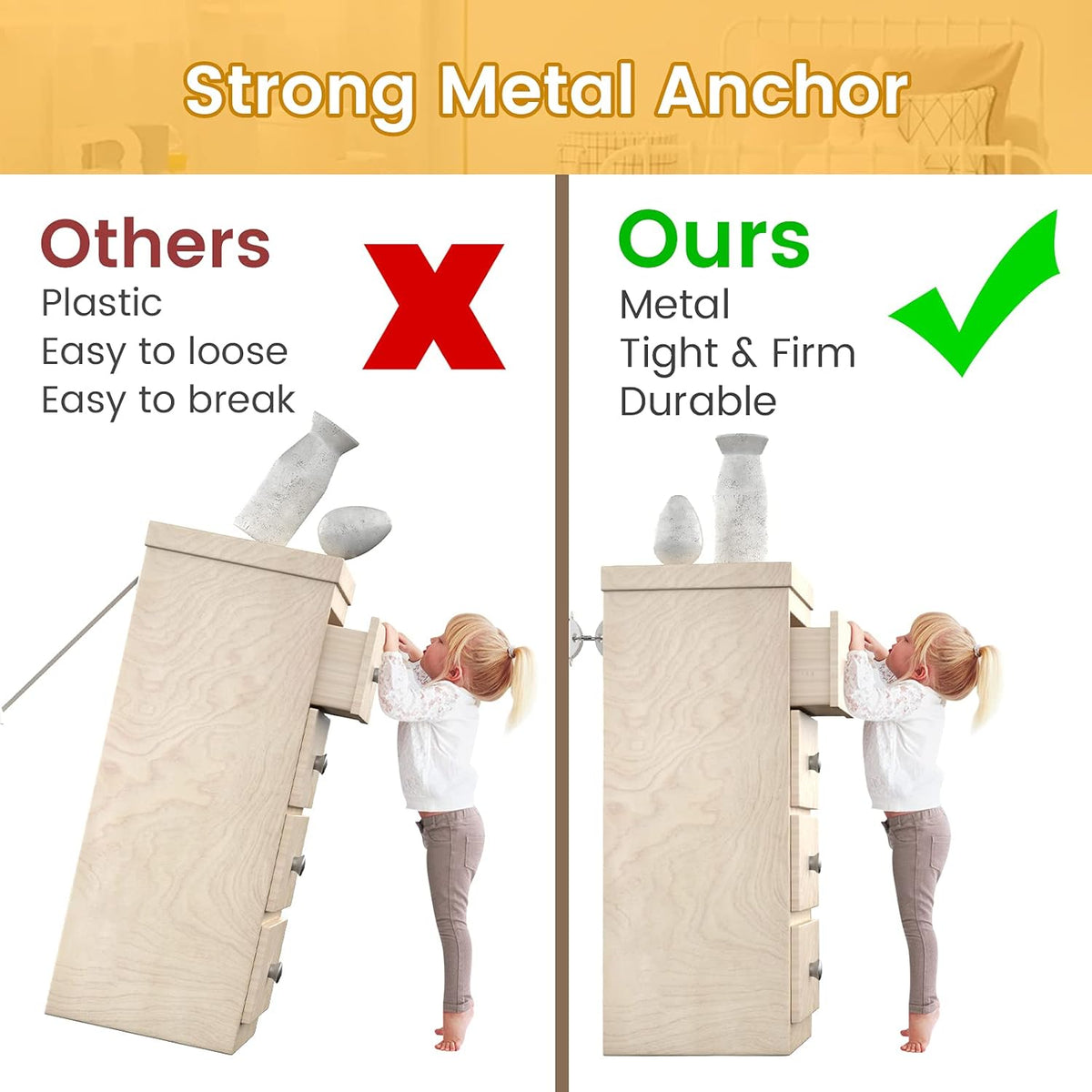 Furniture Anchors (10 Pack) for Baby Proofing, Furniture Straps Anti Tip Furniture Anchor Securing 400 - photo 5