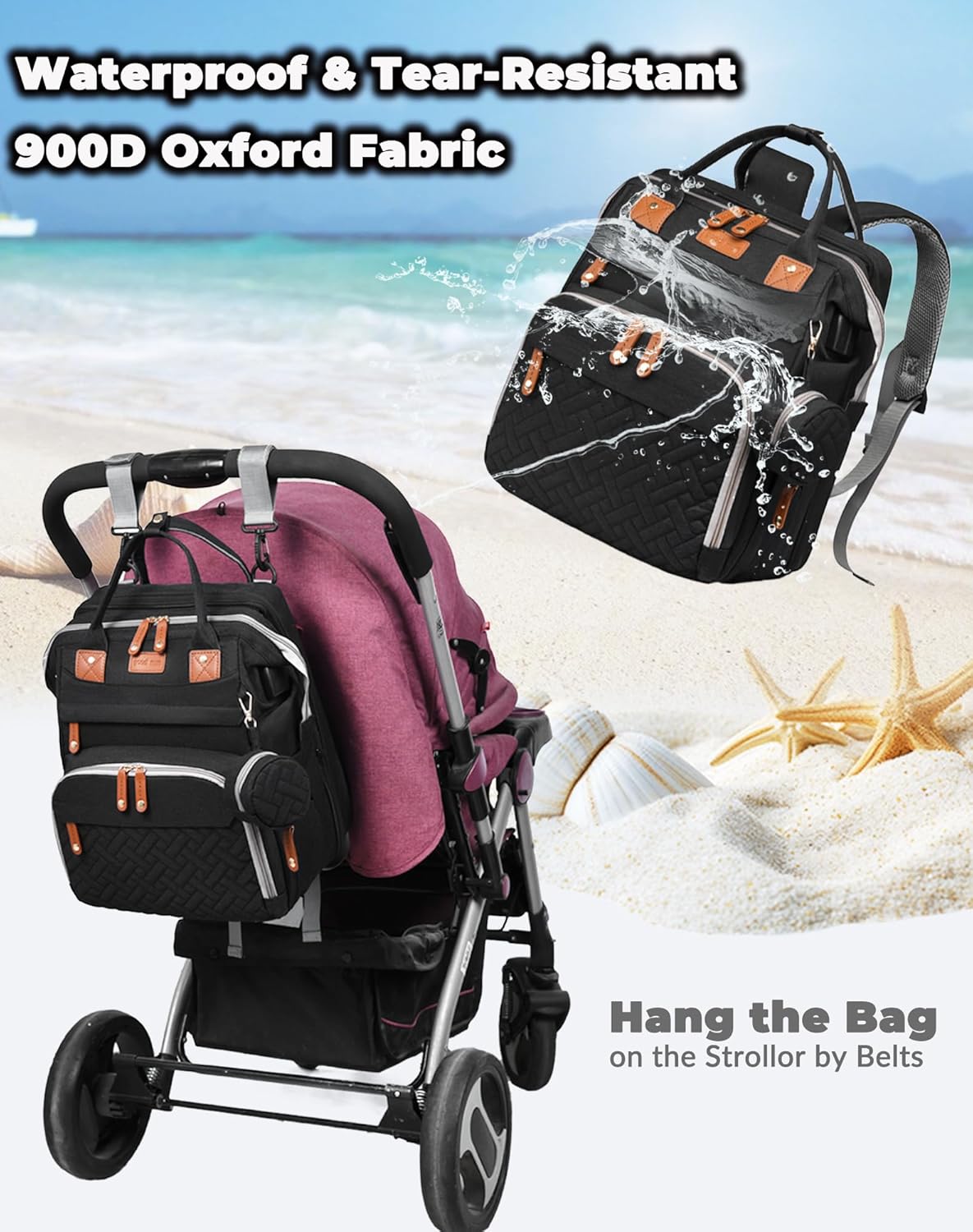 Baby Diaper Bags with Changing Station, Waterproof Diaper Bag Backpack for Moms Dads with USB Charging - photo 5