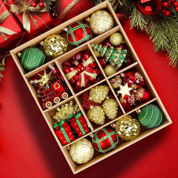 82pcs Classic Christmas Balls Ornaments Set, Red, Green and Gold