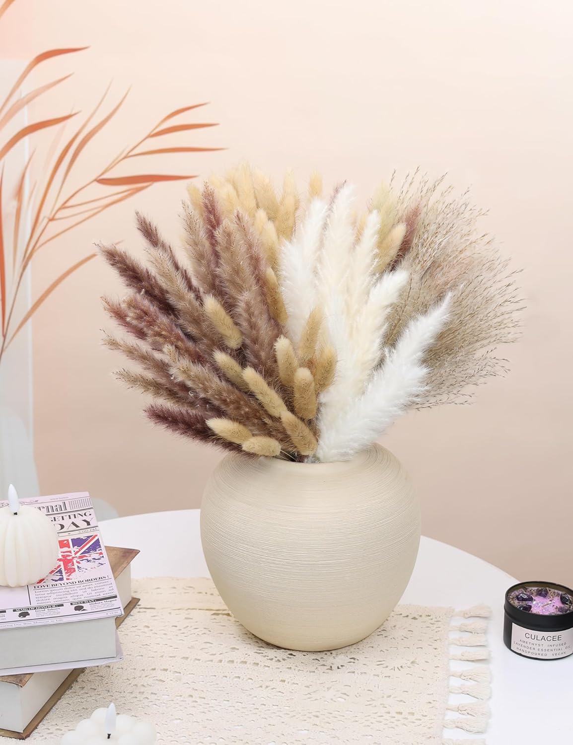110pcs Dried Pampas Grass, (Vase Not Included),Dried Flower Bouquet, Reed Grass Bouquet for Boho Floral - photo 5