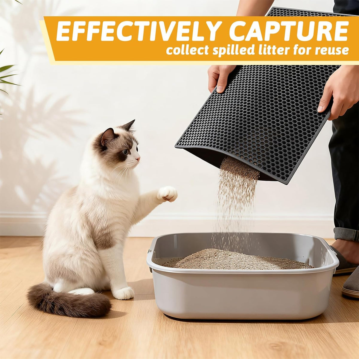 Cat Litter Mat Double Layer Waterproof Urine Proof Trapping Mat 1 Pack (Black, 24x15 Inch (Pack of 1)) - photo 5