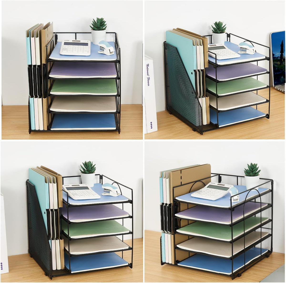 5-Tier Black Desk Organizer with Paper Letter Tray and File Holder - photo 5