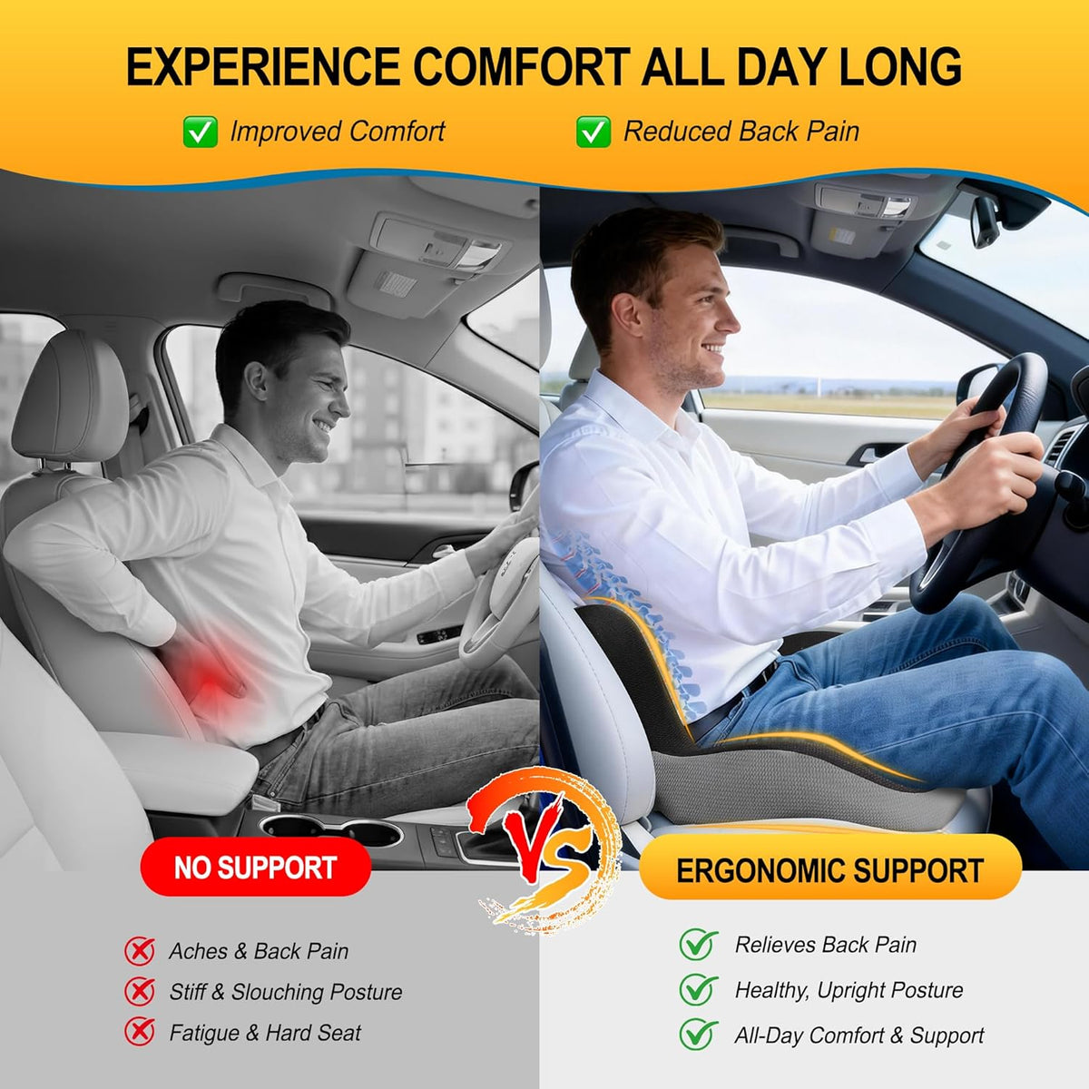 Memory Foam Car Seat Cushion with Lumbar Support - photo 5