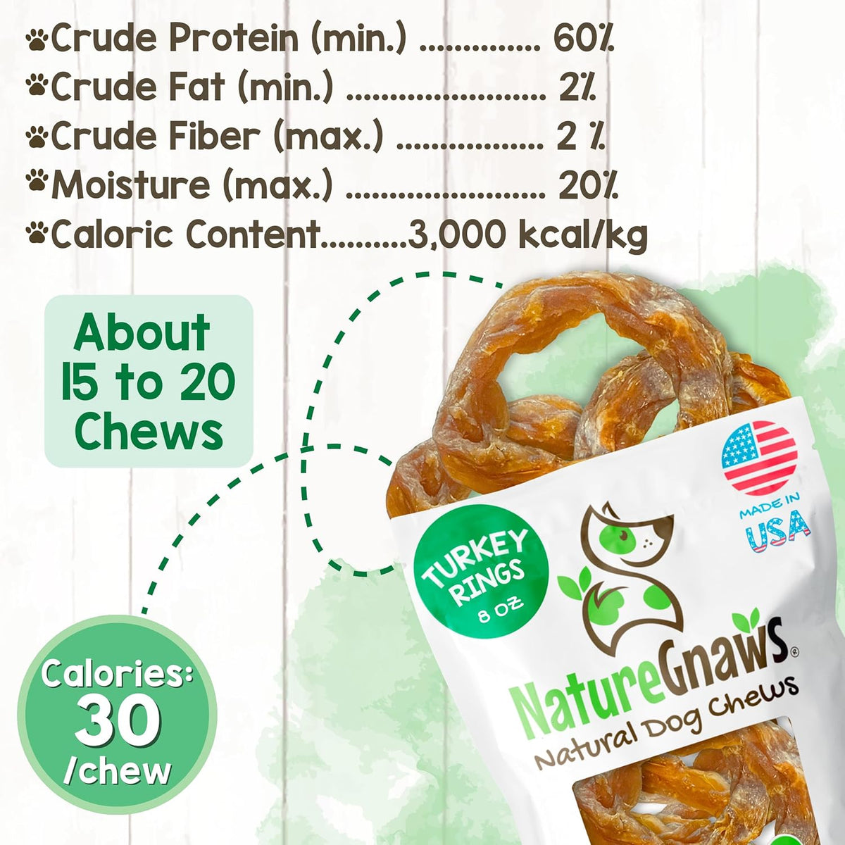 USA Turkey Tendon Rings for Dogs (8oz) - Delicious Grain Free Reward Snack for Small, Medium & Large - photo 5