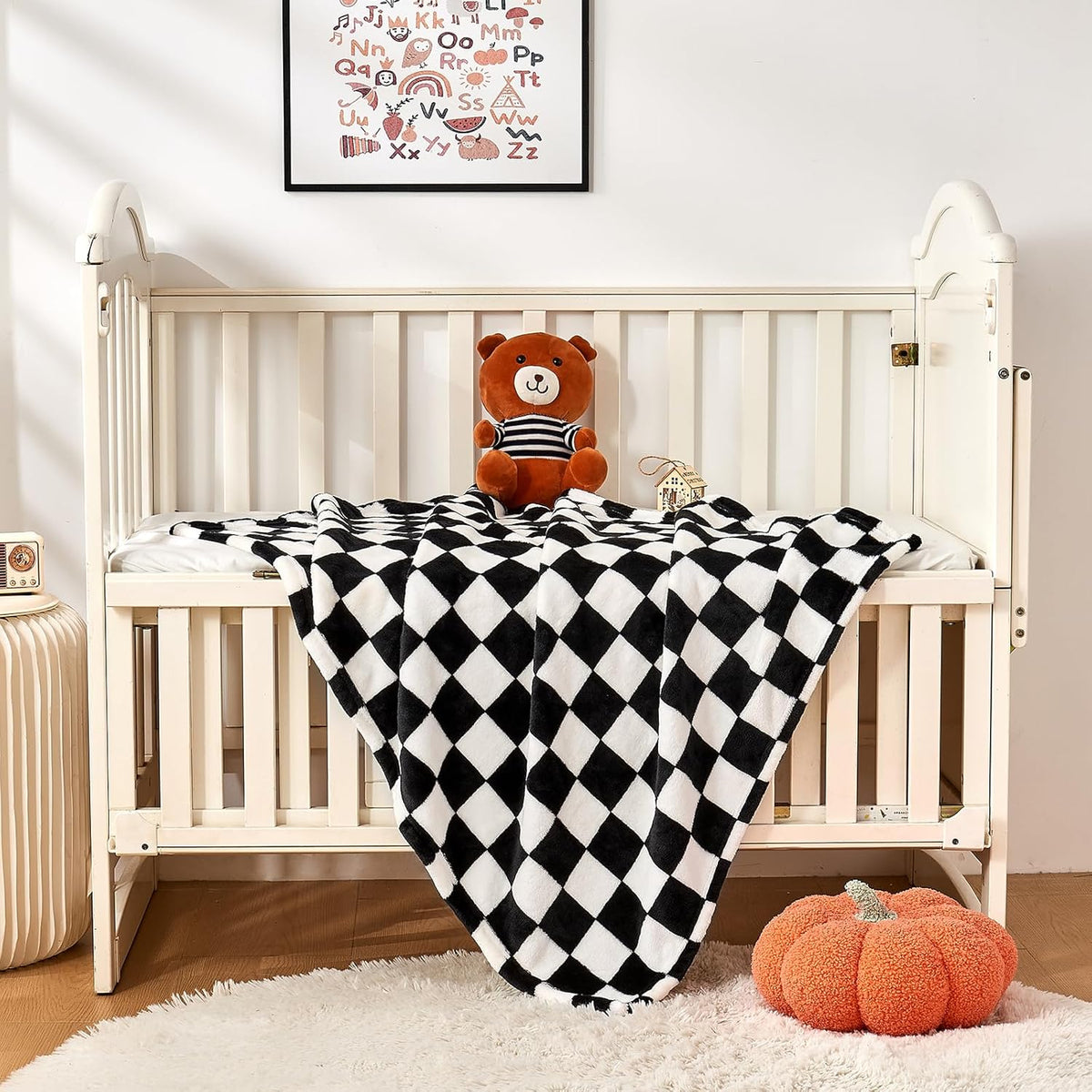 Checkered Baby Blanket Fleece Baby Blankets for Boys Girls, Ultra Soft Cozy Fluffy Infant Toddler - photo 5