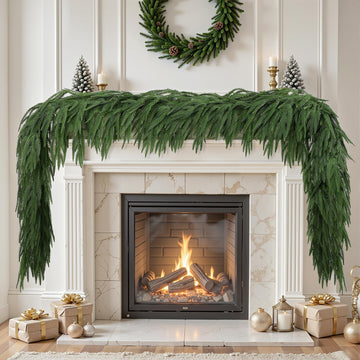 9FT Christmas Garland, Artificial Real Touch Norfolk Pine Garland