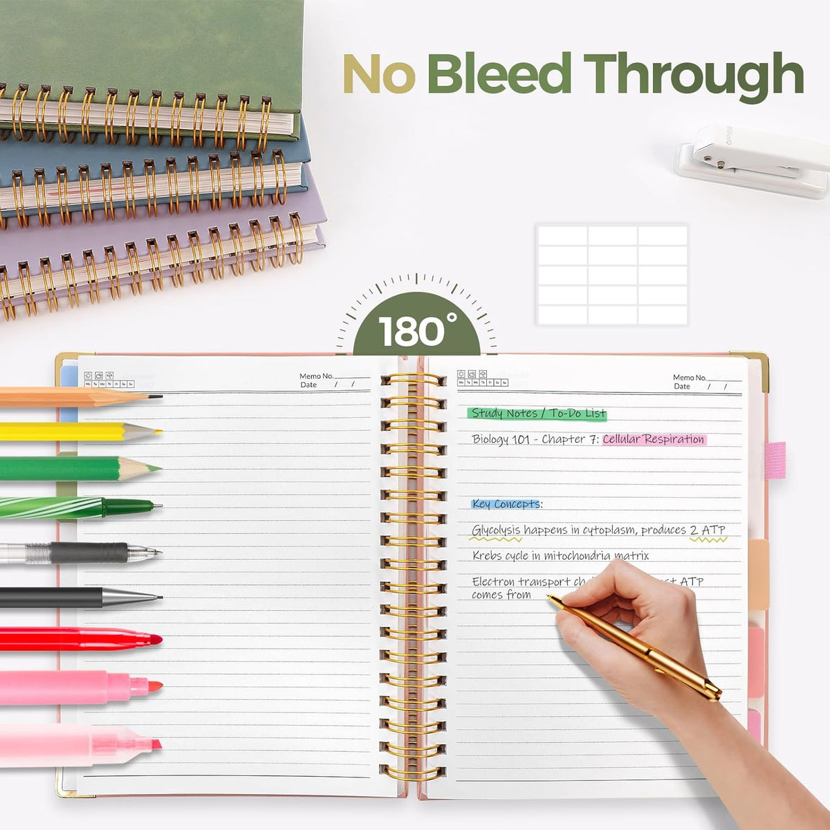 Hardcover Spiral Notebook, 300 Pages 8" x 10" College Ruled Notebook for Work with Dividers & Pockets, 5 - photo 5