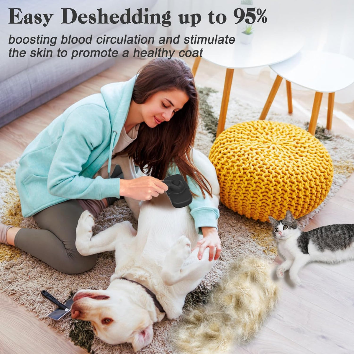 Self Cleaning Shedding Brush - Skin Friendly Grooming Tool for Dogs, Cats, and Puppies, Deshedding and - photo 5