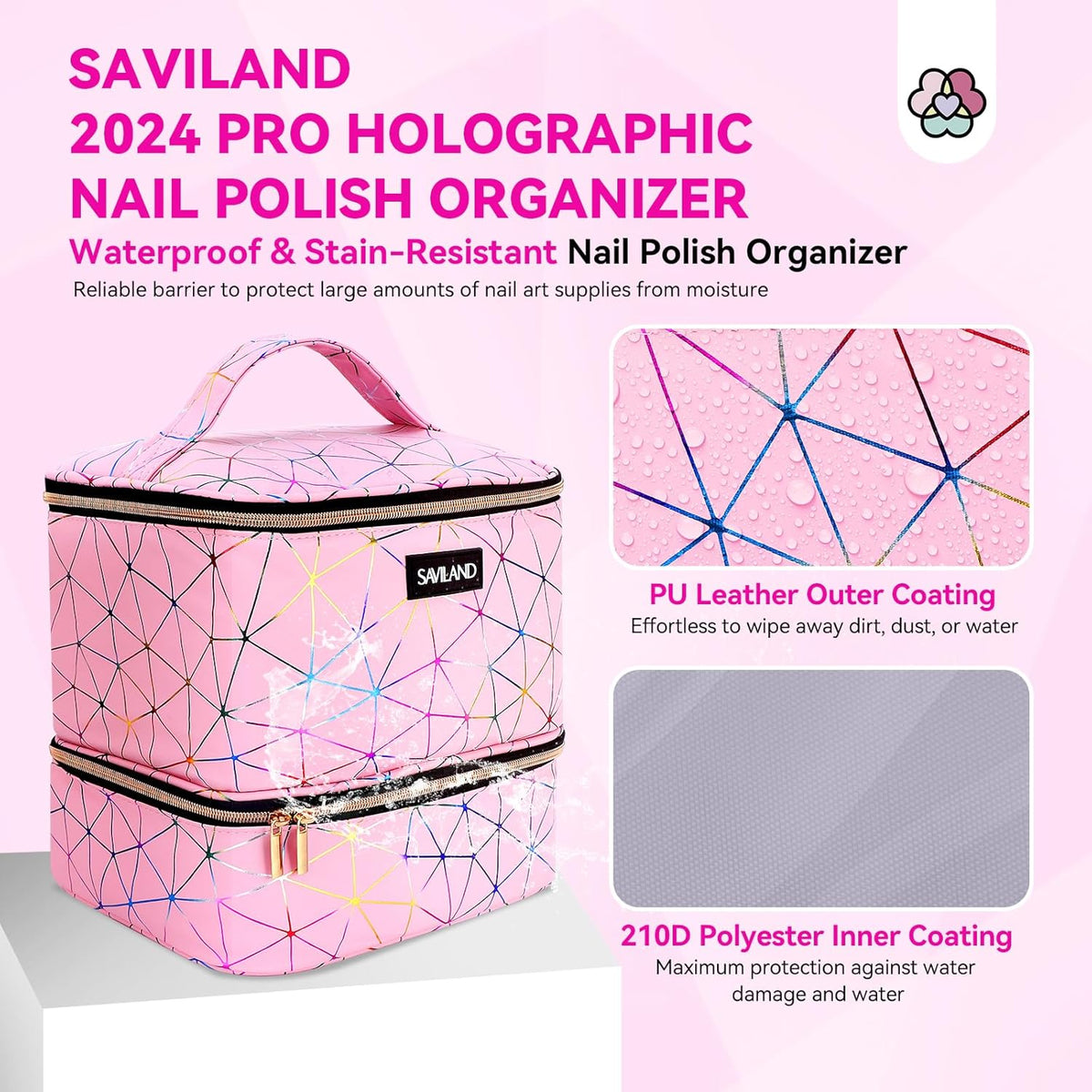 Nail Polish Organizer Bag: PU Leather Nail Polish Storage Organizer Holds 30 Bottles & Nail Lamp, Nail - photo 5