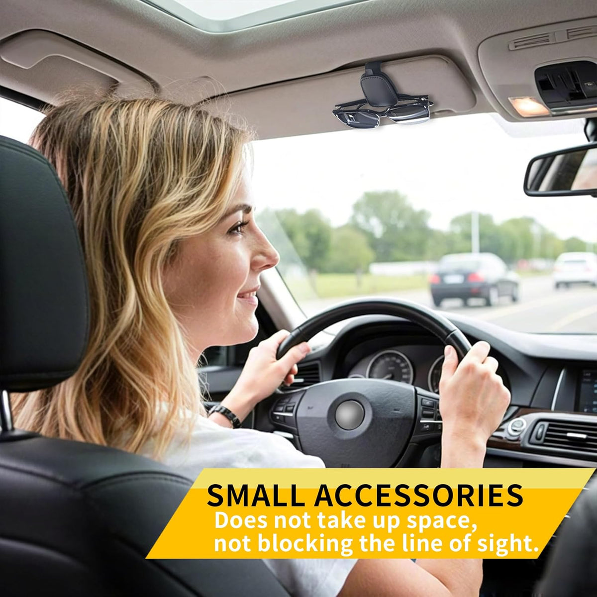 Sunglass Holder for Car, Magnetic Leather Sunglasses Holder and Ticket Card Clip, Car Visor Accessories - photo 5