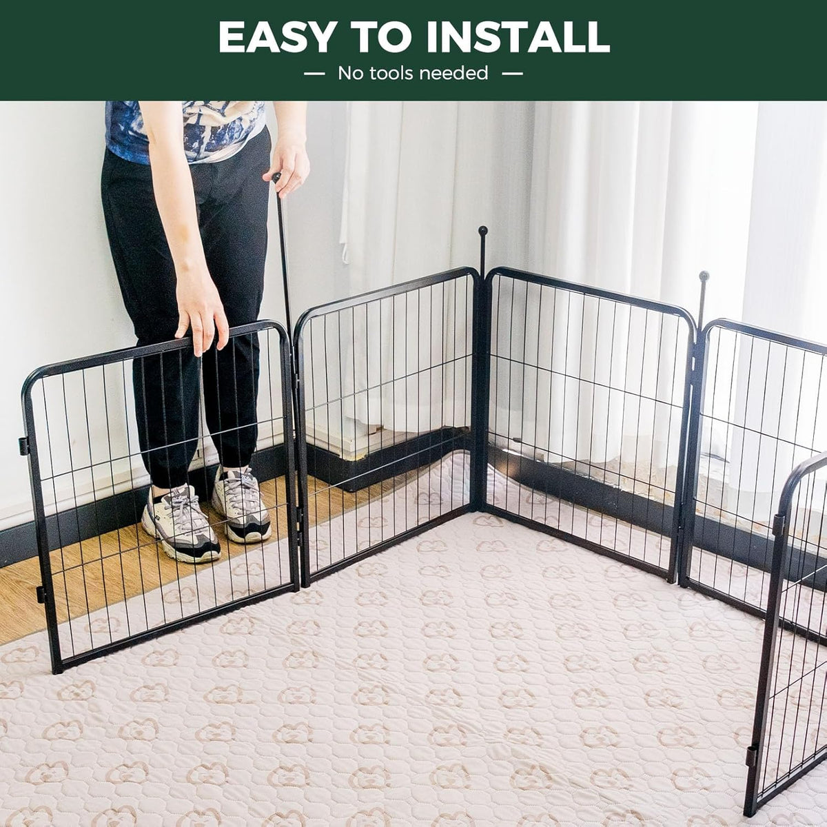 Dog Playpen, 24-Inch 8-Panel, Black - photo 5
