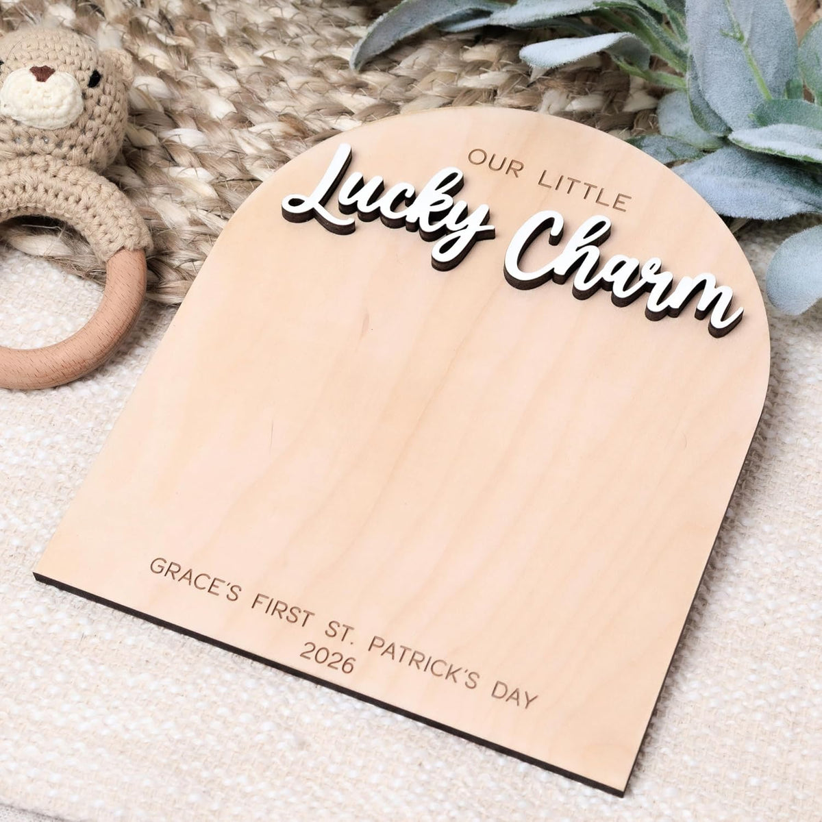 St Patrick's Day Baby Footprint Plaque, Baby Keepsake DIY Craft for Children (Lucky Charm)