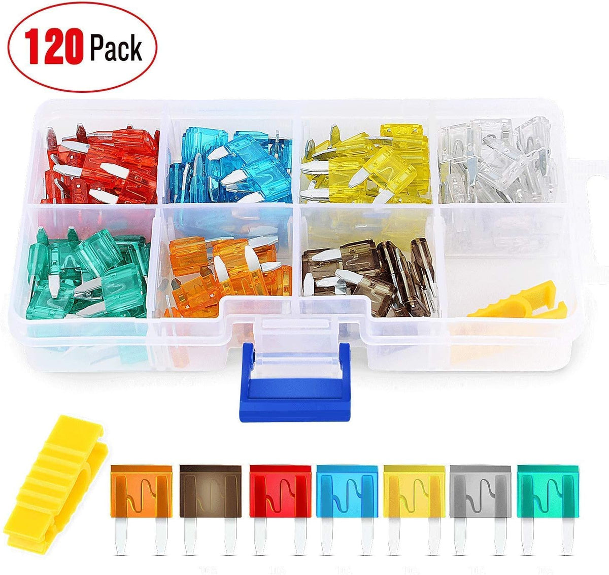 10 Pack 12V Car Add-A-Circuit Fuse Tap Adapter Mini Atm Apm Blade Fuse Holder with 120 PCS Mini Blade - photo 5