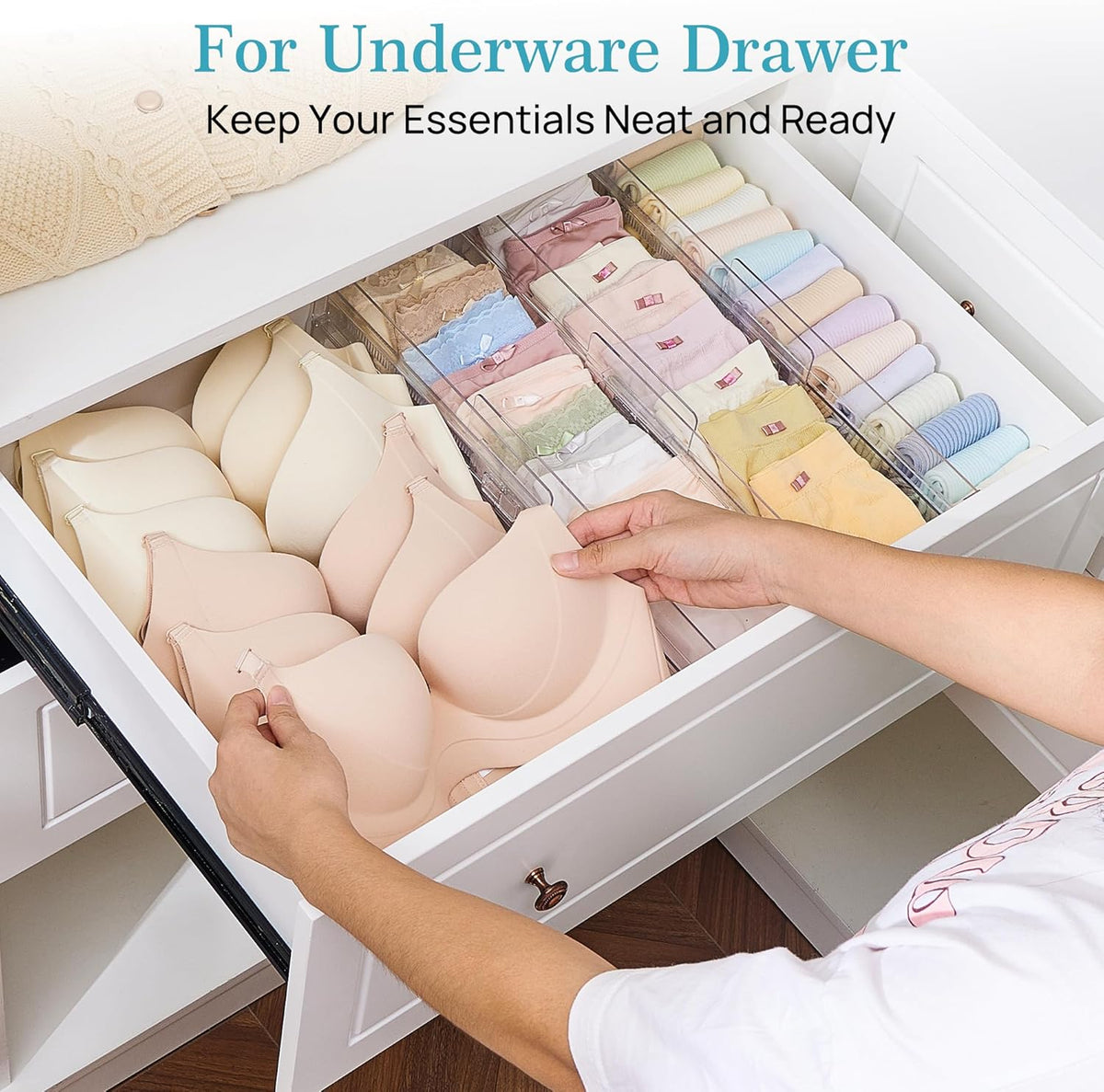 12 Pack Adjustable Clear Drawer Dividers for Clothes - photo 5