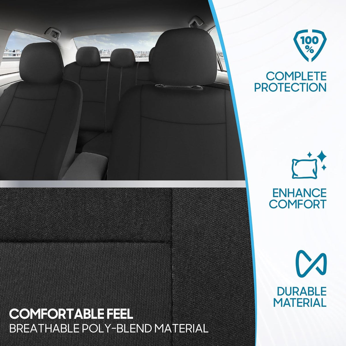 Full Set Car Seat Covers in Solid Black - photo 5