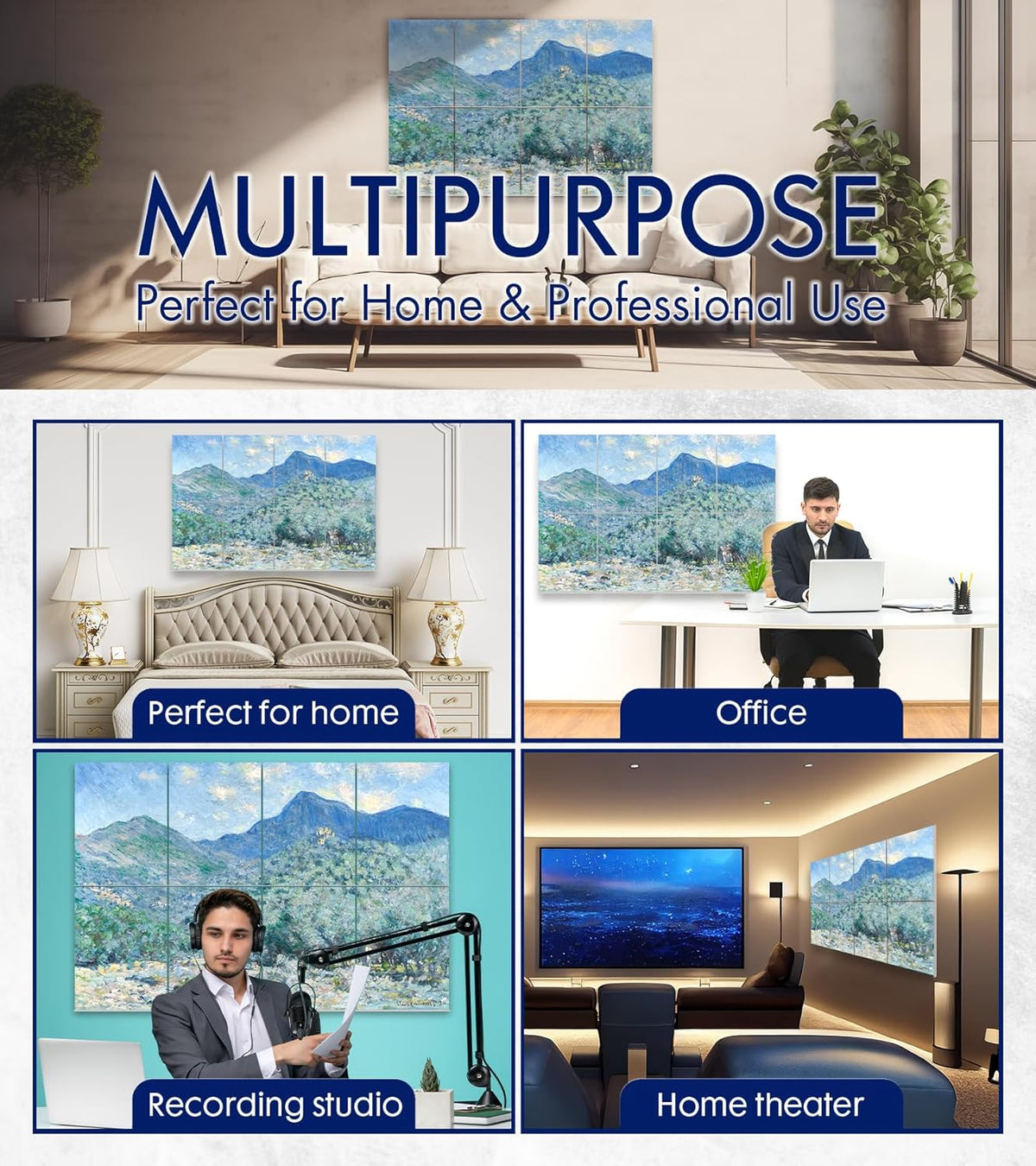 Masterpiece Acoustic Art Panels, 8-Pack 12" x 16" Sound Absorbing Wall Art - photo 5