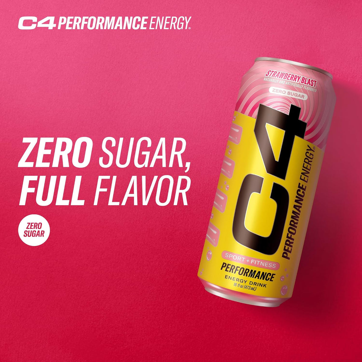 Performance Energy Drink | Strawberry Blast | Zero Sugar | 16 Fl Oz, 12 Pack - photo 5