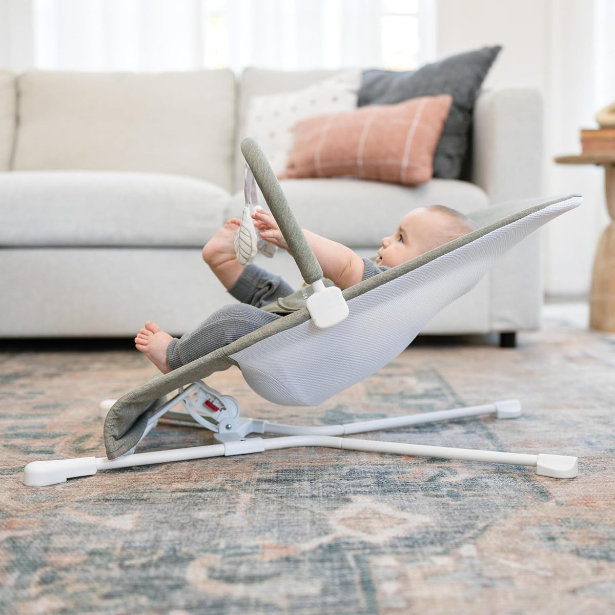 Baby Bouncer | Infant 0-6 Months | 3-Position Recline | Sage Tweed - photo 5