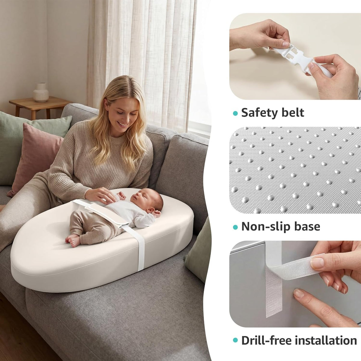Wipeable Changing Pad for Dresser Waterproof Leather Baby Diaper Changing Pads Washable Nursery Change - photo 5