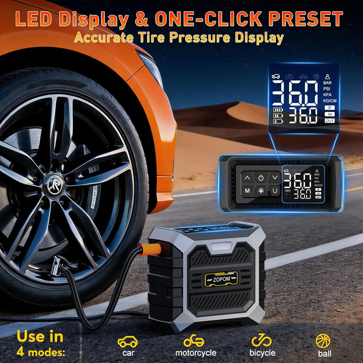 Tire Inflator Portable Air Compressor, 12V DC Car Air Pump with Auto - photo 5