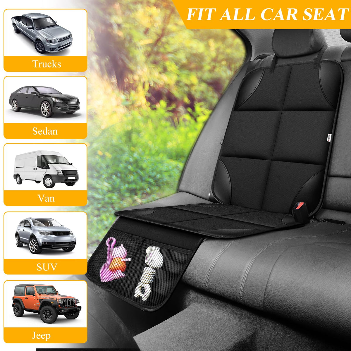 Car Seat Protector for Child Car Seat - Black 1pc - photo 5