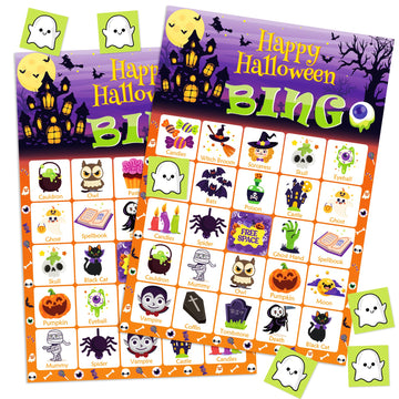 Halloween Games - Halloween Bingo for Kids | Halloween Party Favors - 24 Players Halloween Toys Gifts Party Supplies | Halloween Crafts Accessories Activities for Family