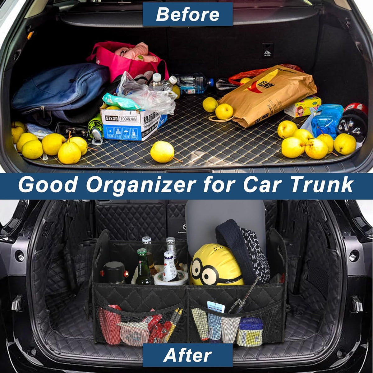 50L Waterproof Polyester Car Trunk Organizer in Black - photo 5