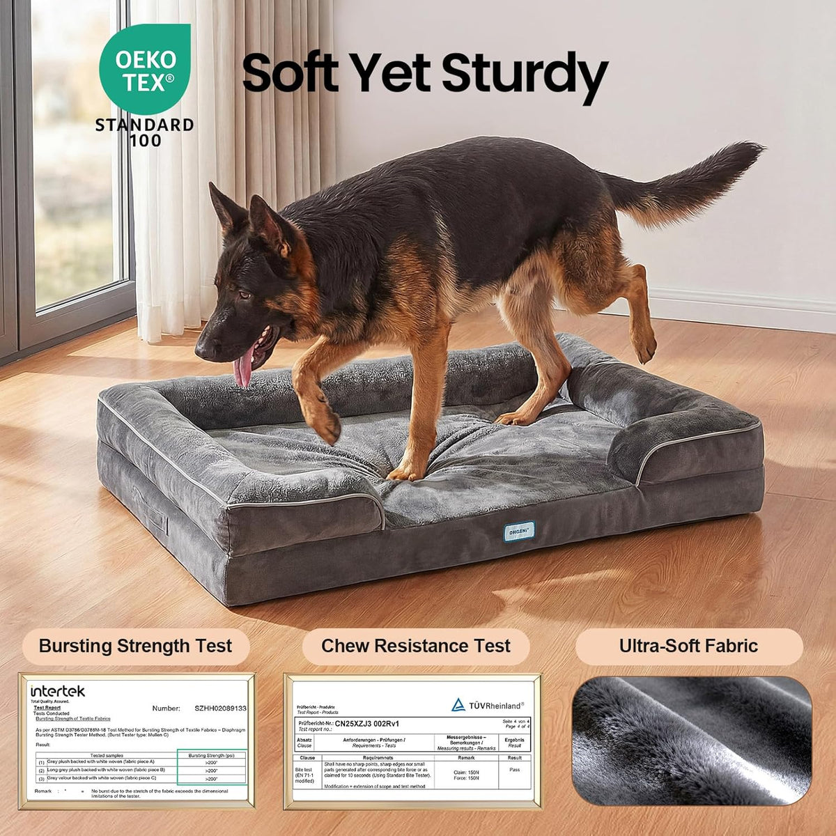 Orthopedic Memory Foam Pet Sofa Bed, 44-Inch Gray - photo 5