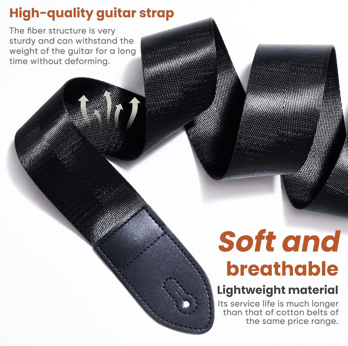 Guitar Strap 2 Pack - Adjustable Nylon Straps for Acoustic, Electric, and Bass - photo 5