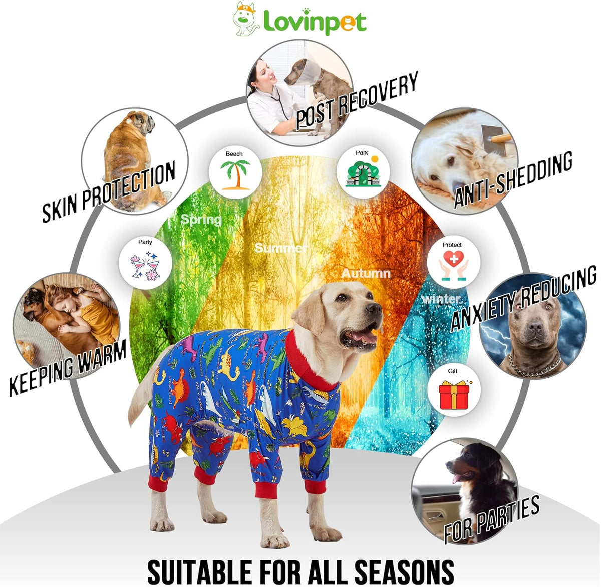 2XL Large Dog Dinosaur Print Recovery Onesie - photo 5