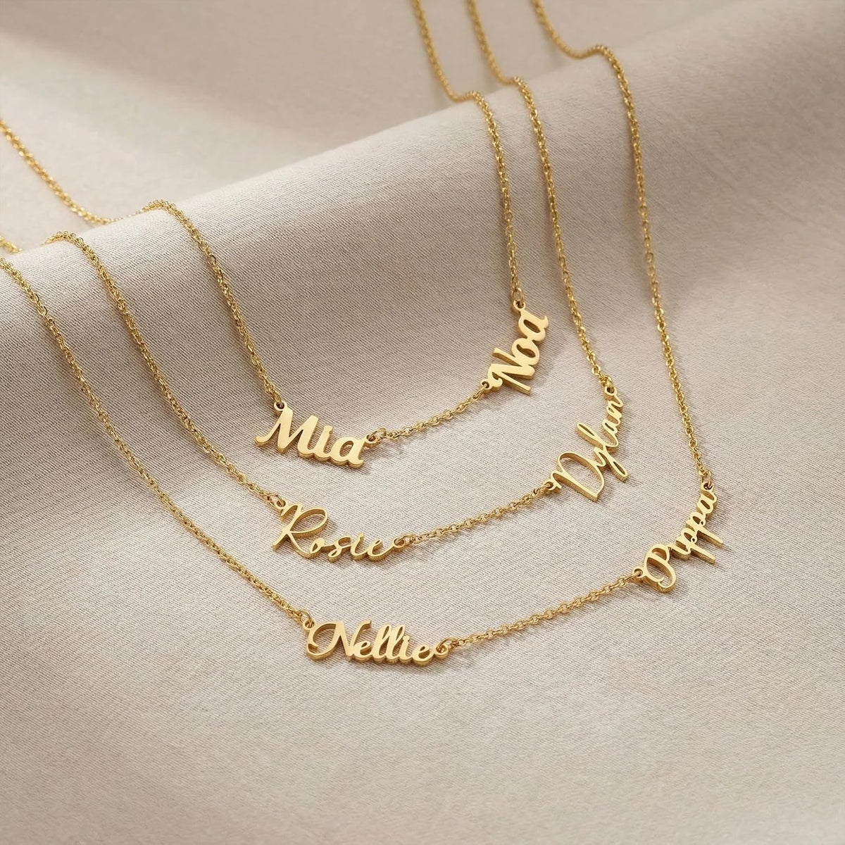 Custom 2-Name 18K Gold-Plated Family Necklace for Women - photo 5