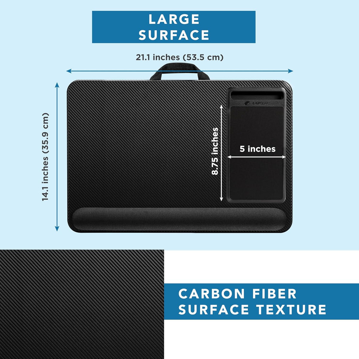 Home Office Pro Lap Desk with Wrist Rest, Mouse Pad, and Phone Holder - Black Carbon - photo 5