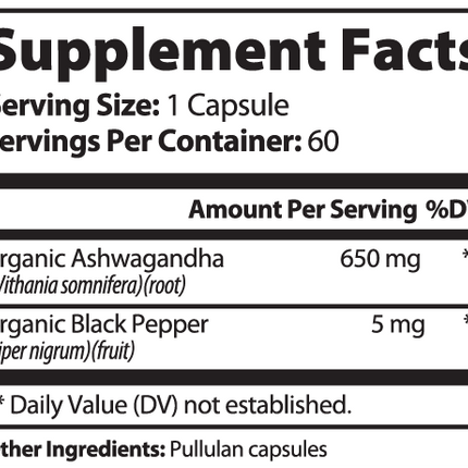 USA CALI Ashwagandha Capsules – Organic Withania Somnifera Root with Black Pepper for Stress Relief, Cortisol Balance & Adaptogen Support – 60 Veggie Caps – Made in USA
