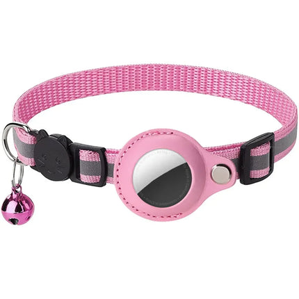 Reflective cat collar with AirTag holder - adjustable strap view