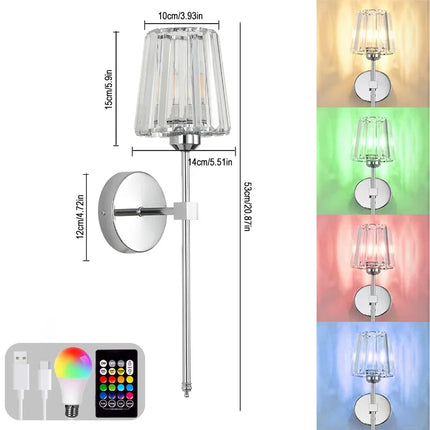 LED RGB Rechargeable Wall Lamp product dimensions and size reference