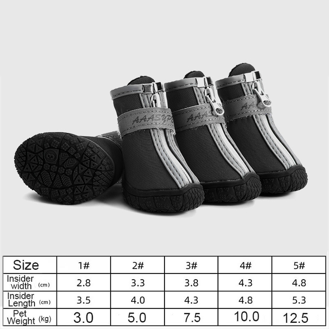 Dog shoes for hot pavement showing all four bootie set included