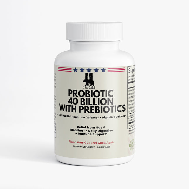 USA CALI Probiotic 40 Billion CFU with Prebiotics 60 capsules front label