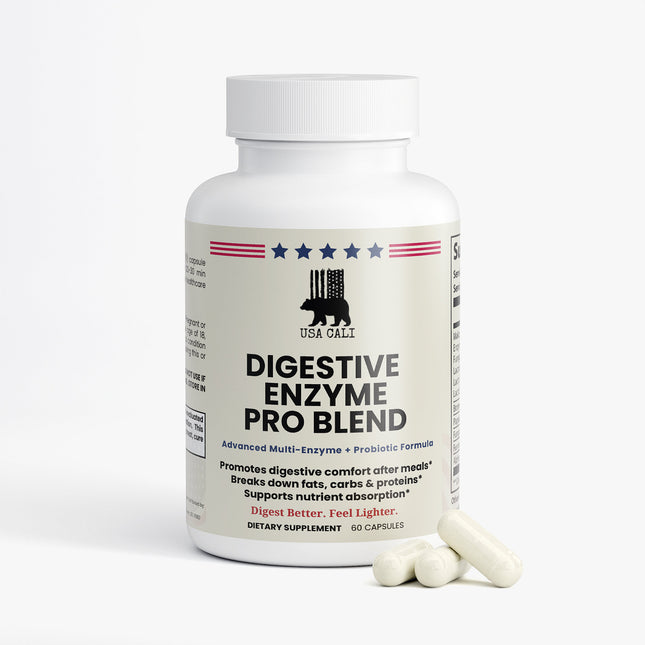 USA CALI Digestive Enzyme Pro Blend supplement facts and ingredients panel