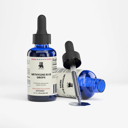 USA CALI Methylene Blue supplement facts panel – 10mg per serving, 2 fl oz liquid formula