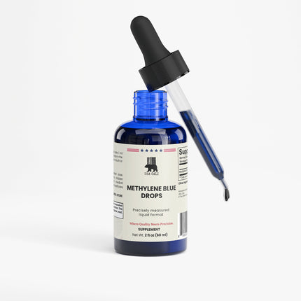Methylene Blue Drops 60mL bottle front view – precise 10mg dosing for brain and energy support