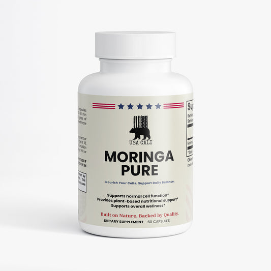 USA CALI MORINGA PURE Moringa Oleifera Leaf Capsules front label 60 count vegan supplement