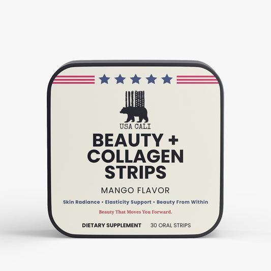 USA CALI Beauty + Collagen Strips for Radiant Skin – front label view